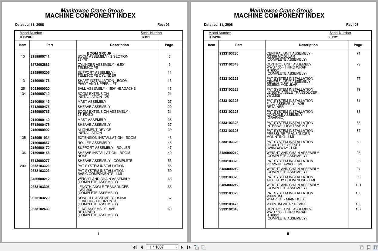Grove Crane RT528C 87121 Parts Manual 2008 (1)