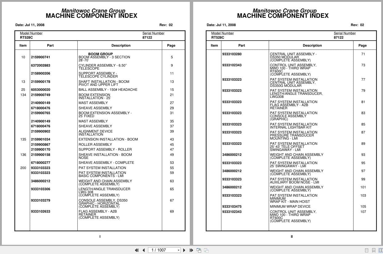 Grove Crane RT528C 87122 Parts Manual 2008 (1)