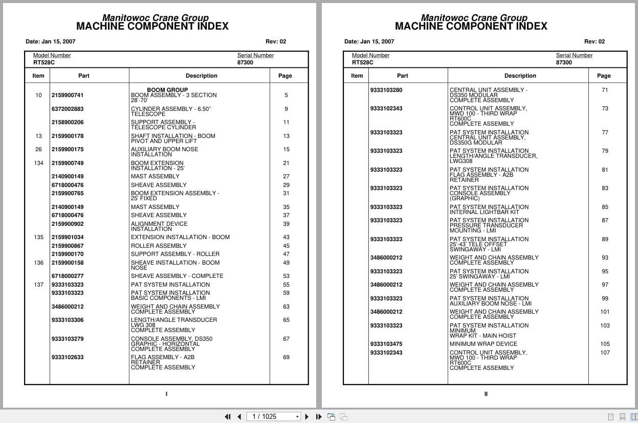 Grove Crane RT528C 87300 Parts Manual 2007 (1)