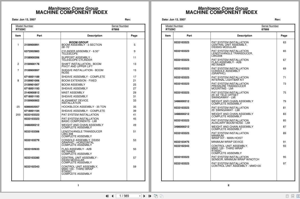 Grove Crane RT528C 87868 Parts Manual 2007 (1)