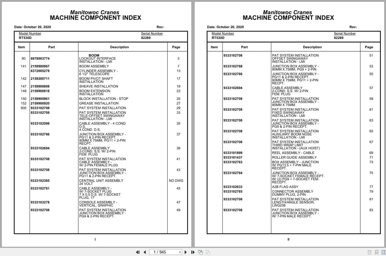 Grove Crane RT530D 82289 Parts Manual 2020 (1)