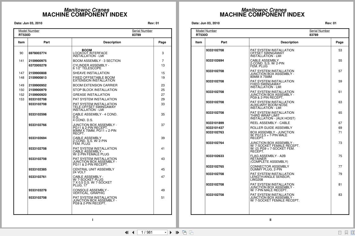 Grove Crane RT530D 83789 Parts Manual 2010 (1)
