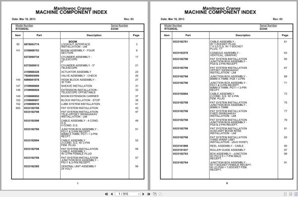 Grove Crane RT530DXL 83344 Parts Manual 2013 (1)