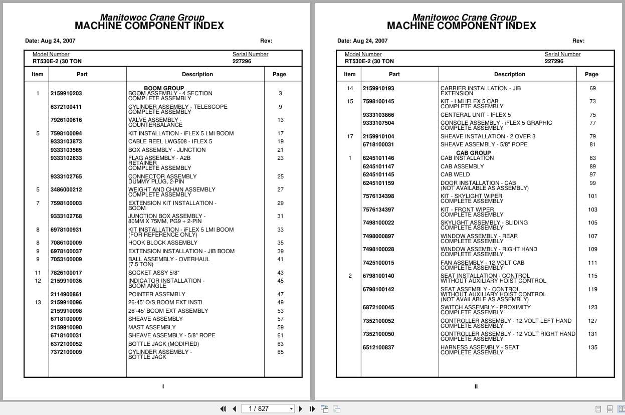 Grove Crane RT530E 2 227296 Parts Manual 2007 (1)