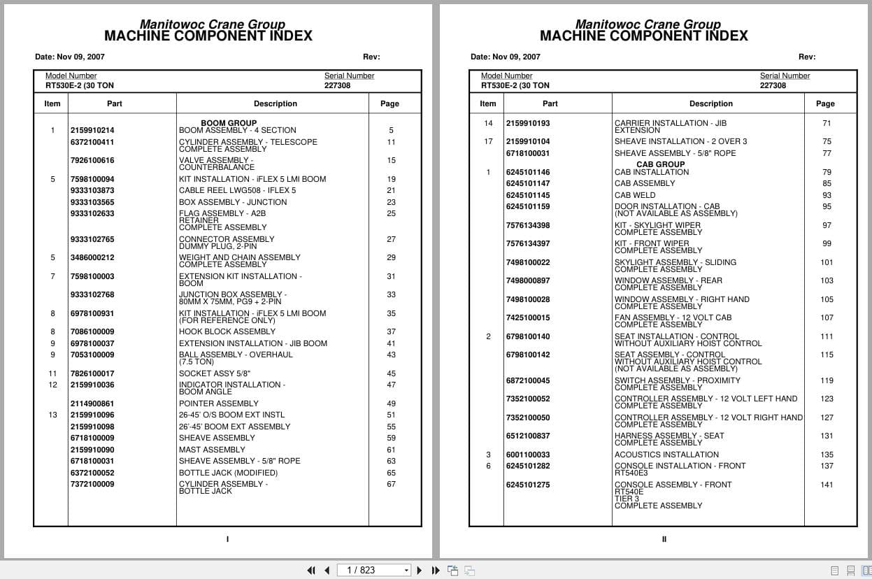 Grove Crane RT530E 2 227308 Parts Manual 2007 (1)