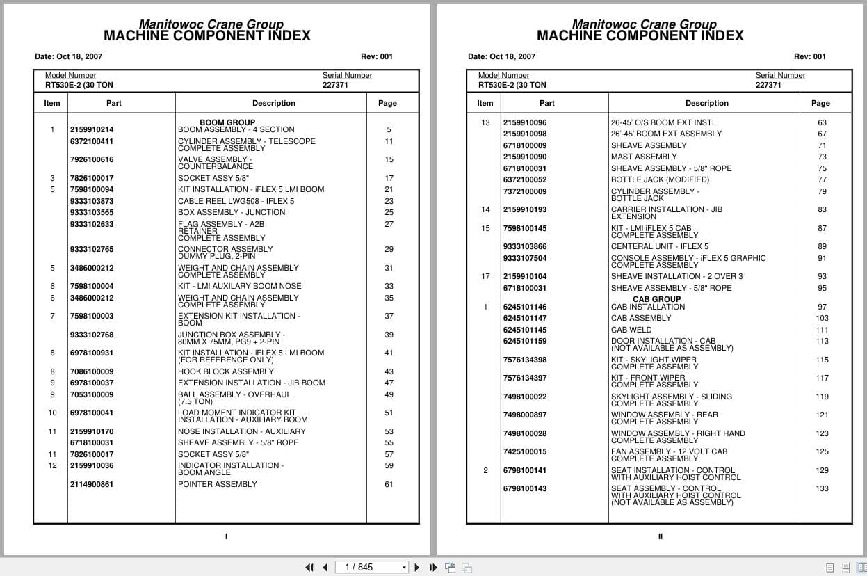 Grove Crane RT530E 2 227371 Parts Manual 2007 (1)