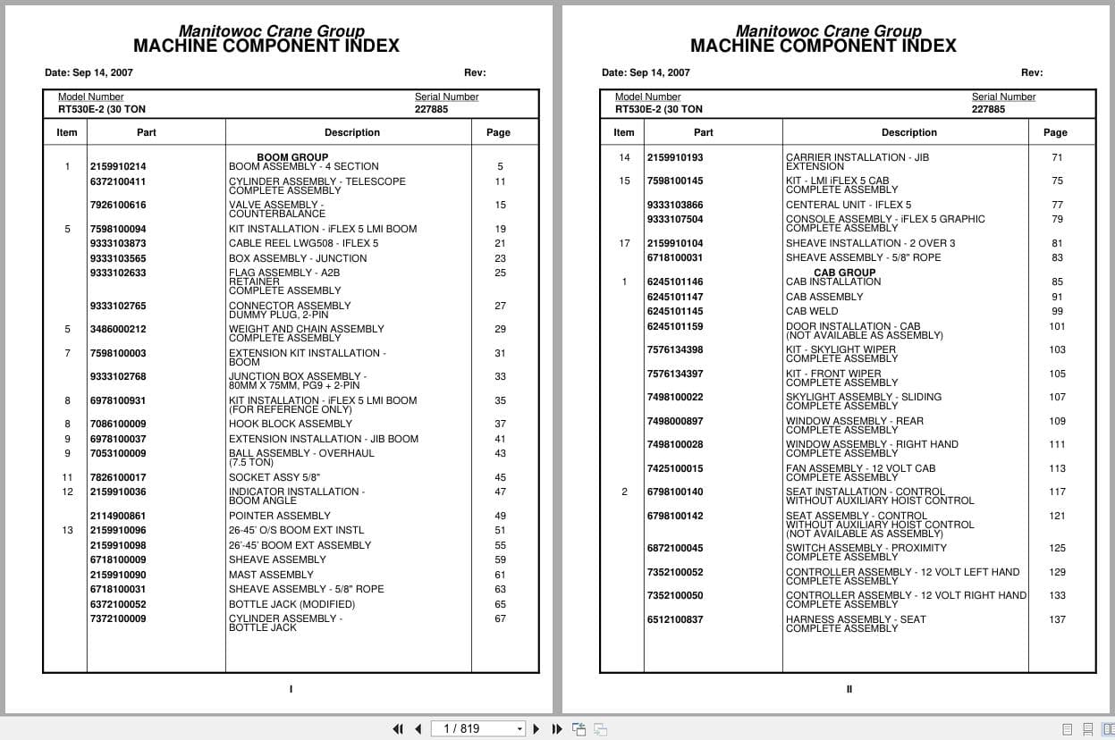 Grove Crane RT530E 2 227885 Parts Manual 2007 (1)