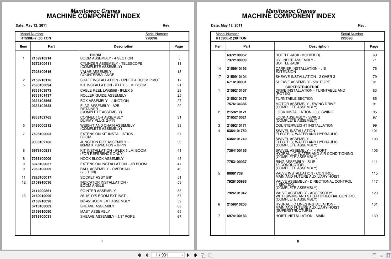Grove Crane RT530E 2 228098 Parts Manual 2011 (1)