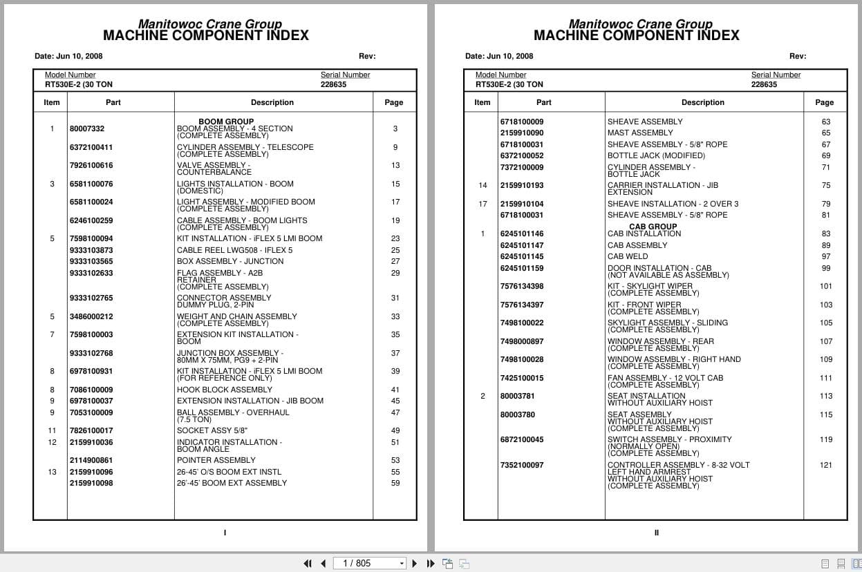 Grove Crane RT530E 2 228635 Parts Manual 2008 (1)