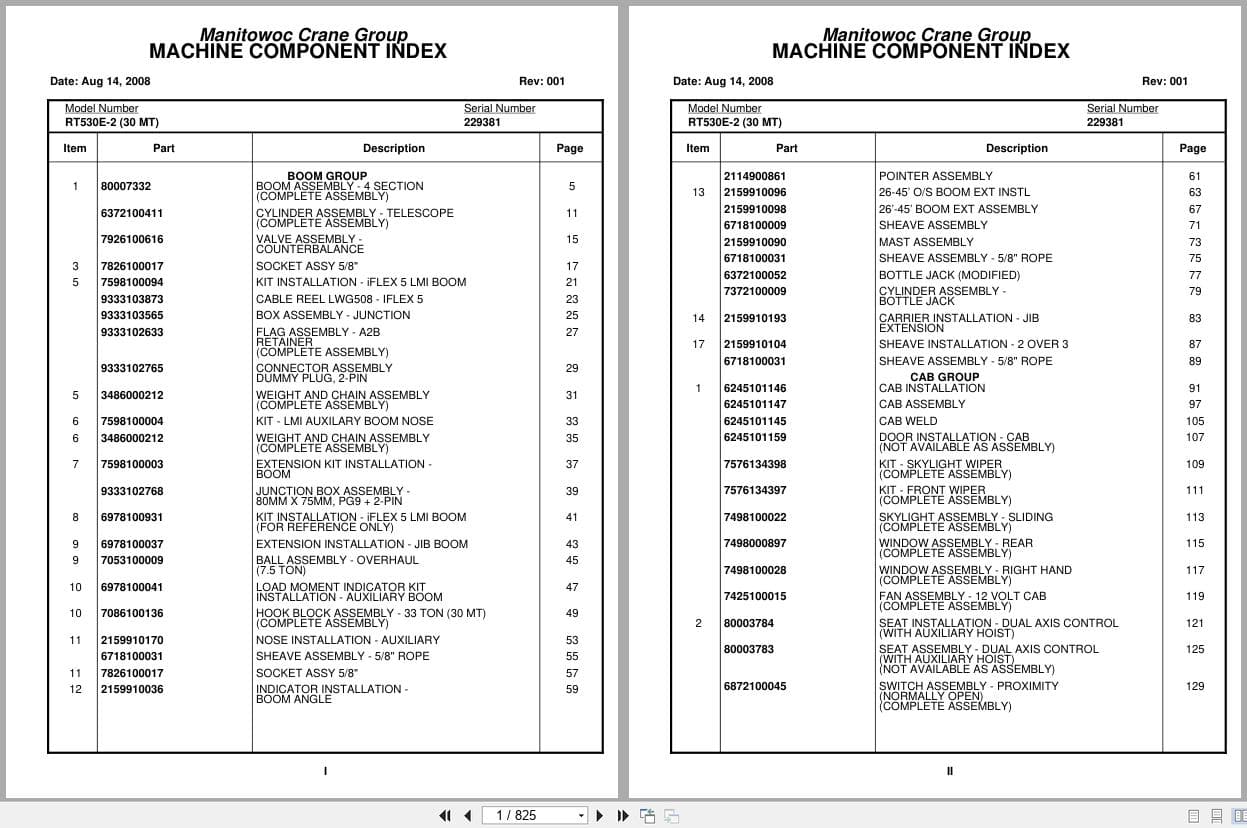 Grove Crane RT530E 2 229381 Parts Manual 2008 (1)