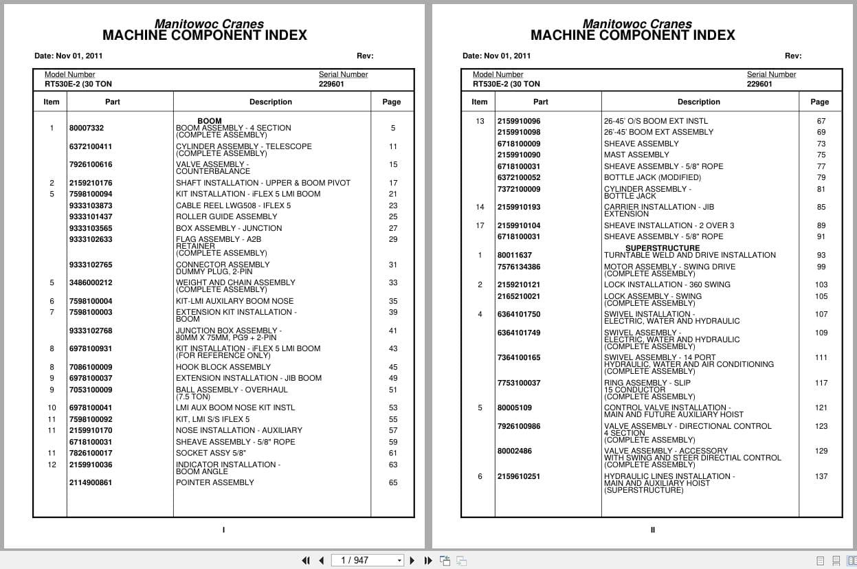 Grove Crane RT530E 2 229601 Parts Manual 2011 (1)