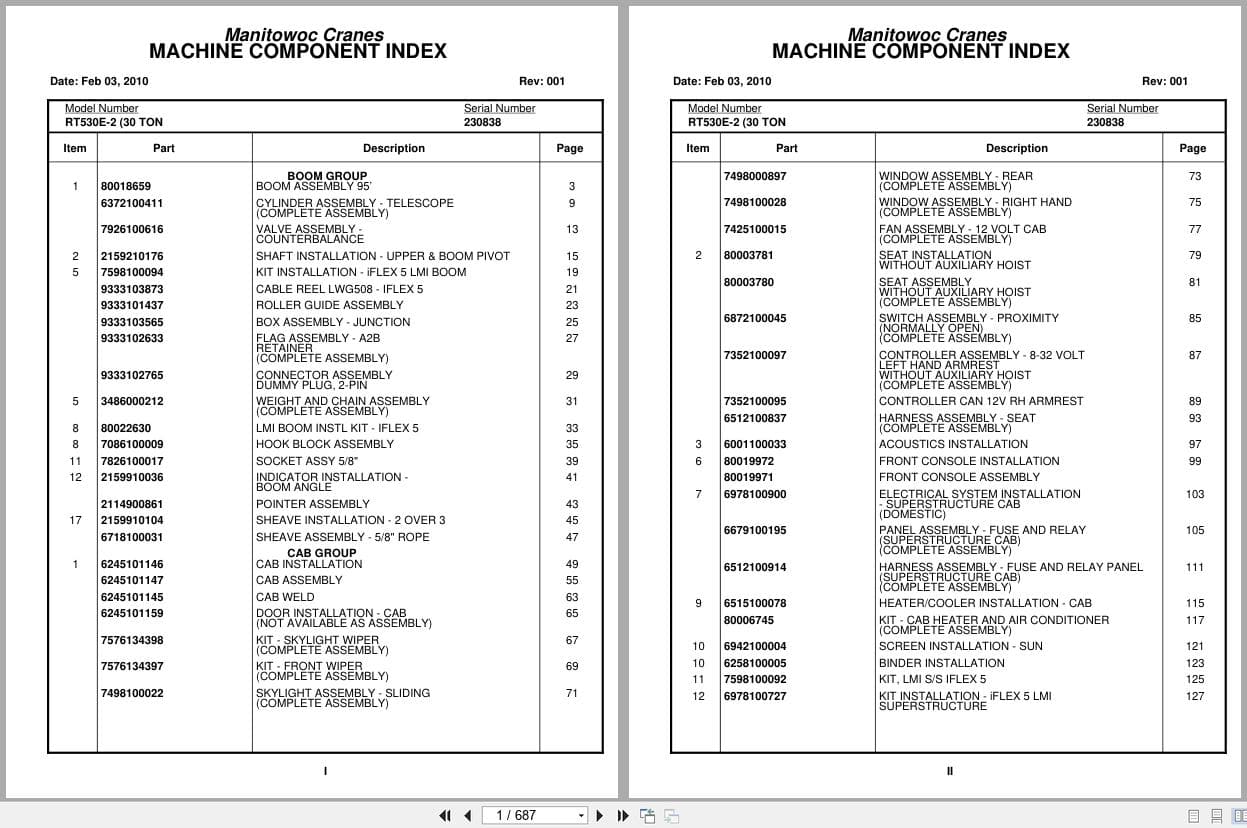 Grove Crane RT530E 2 230838 Parts Manual 2010 (1)