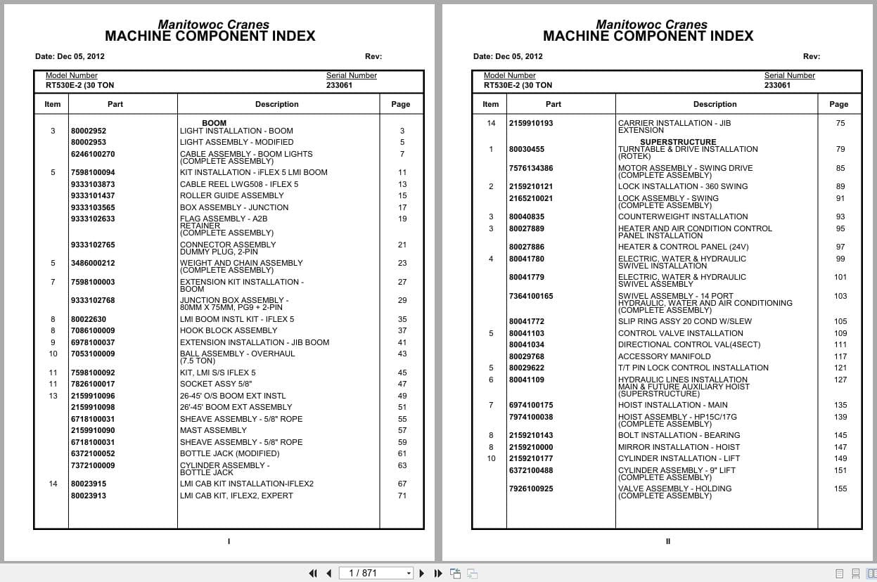 Grove Crane RT530E 2 233061 Parts Manual 2012 (1)
