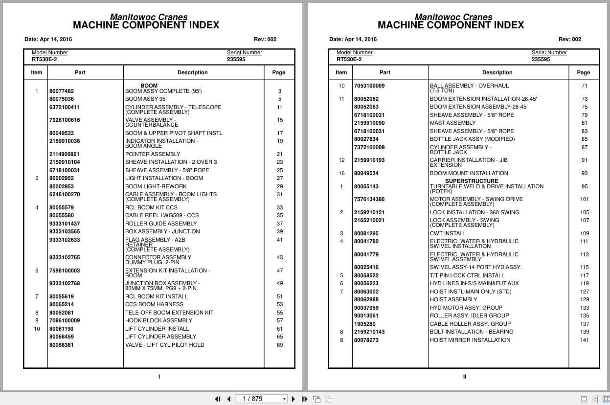 Grove Crane RT530E 2 235595 Parts Manual 2016 (1)