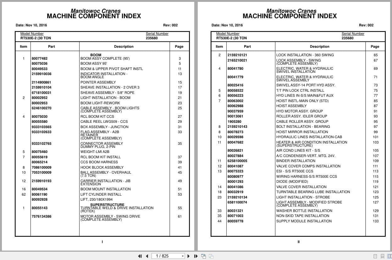 Grove Crane RT530E 2 235680 Parts Manual 2016 (1)