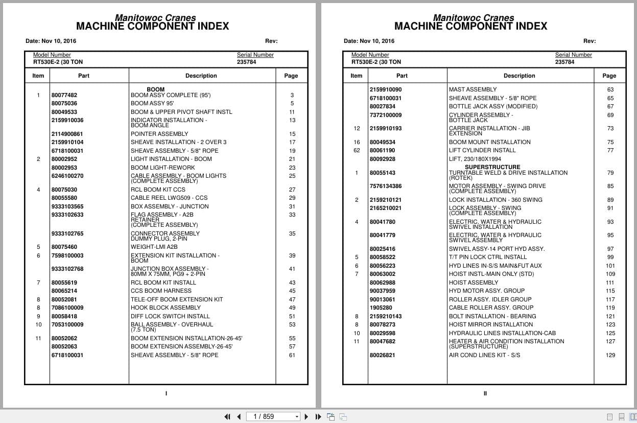 Grove Crane RT530E 2 235784 Parts Manual 2016 (1)