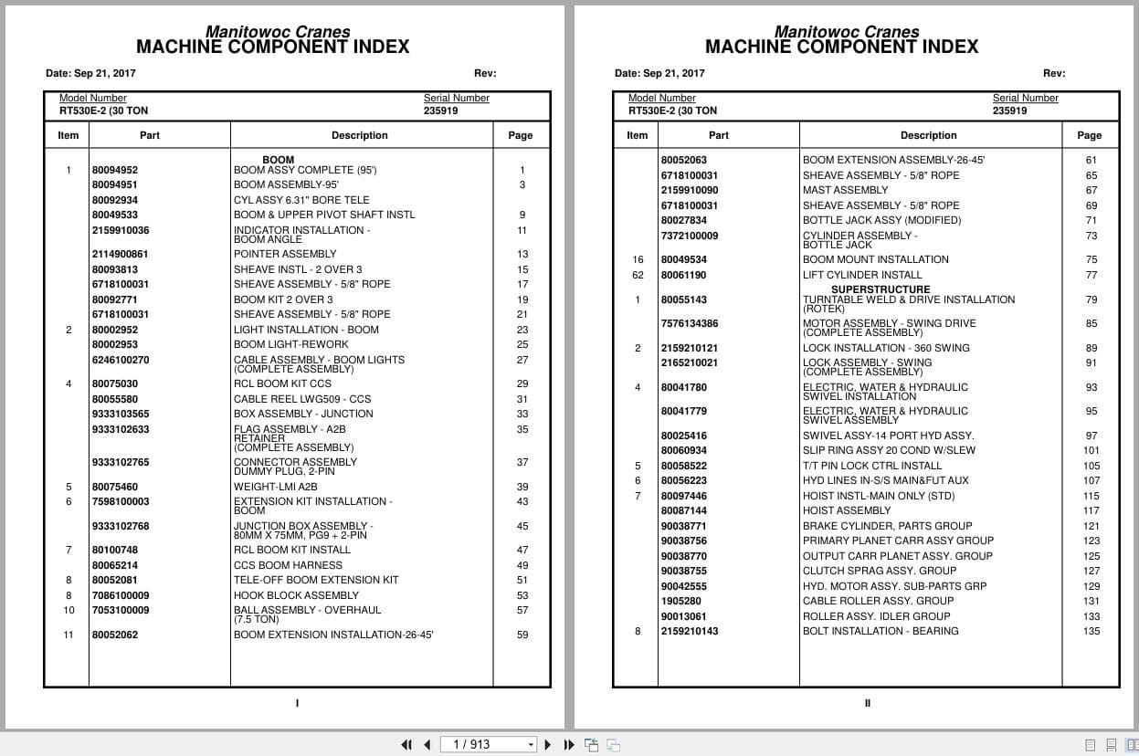 Grove Crane RT530E 2 235919 Parts Manual 2017 (1)