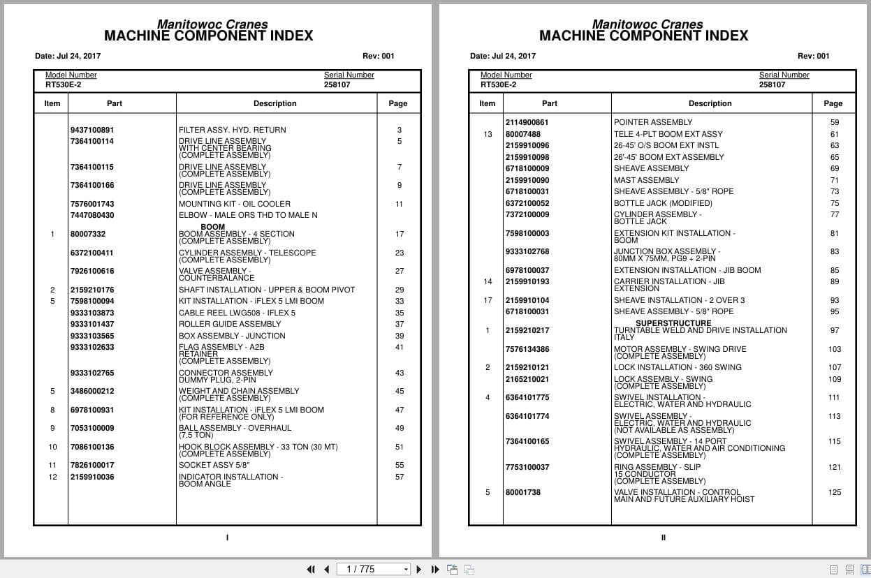 Grove Crane RT530E 2 258107 Parts Manual 2017 (1)