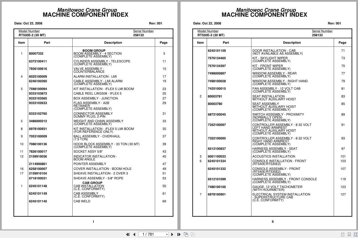 Grove Crane RT530E 2 258132 Parts Manual 2008 (1)
