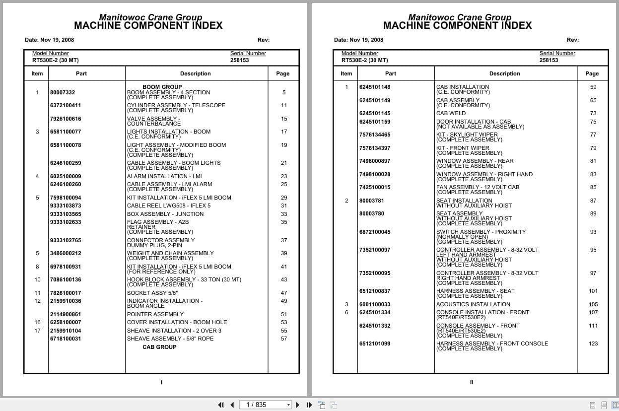 Grove Crane RT530E 2 258153 Parts Manual 2008 (1)