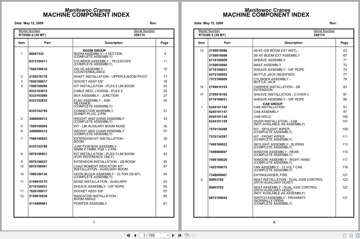 Grove Crane RT530E 2 258174 Parts Manual 2009 (1)