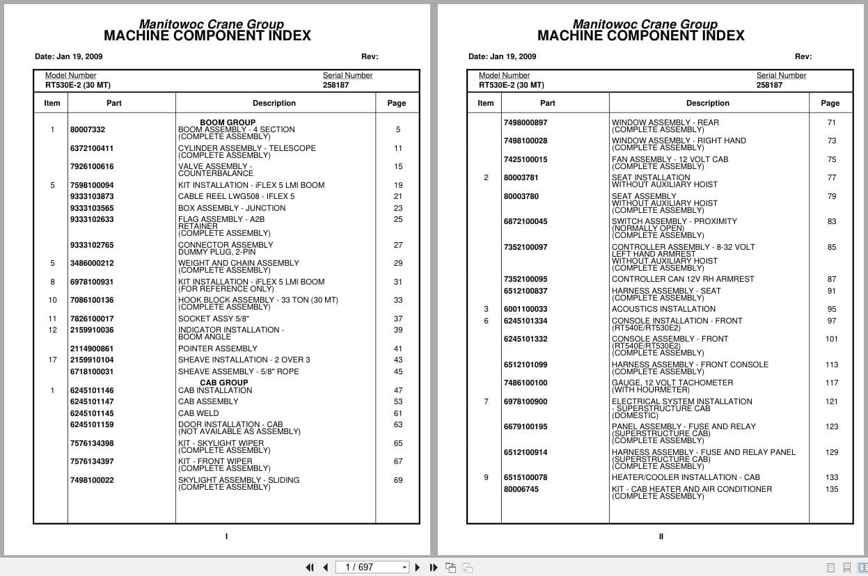 Grove Crane RT530E 2 258187 Parts Manual 2009 (1)