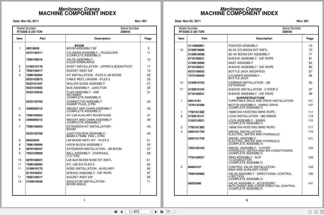 Grove Crane RT530E 2 258545 Parts Manual 2011 (1)