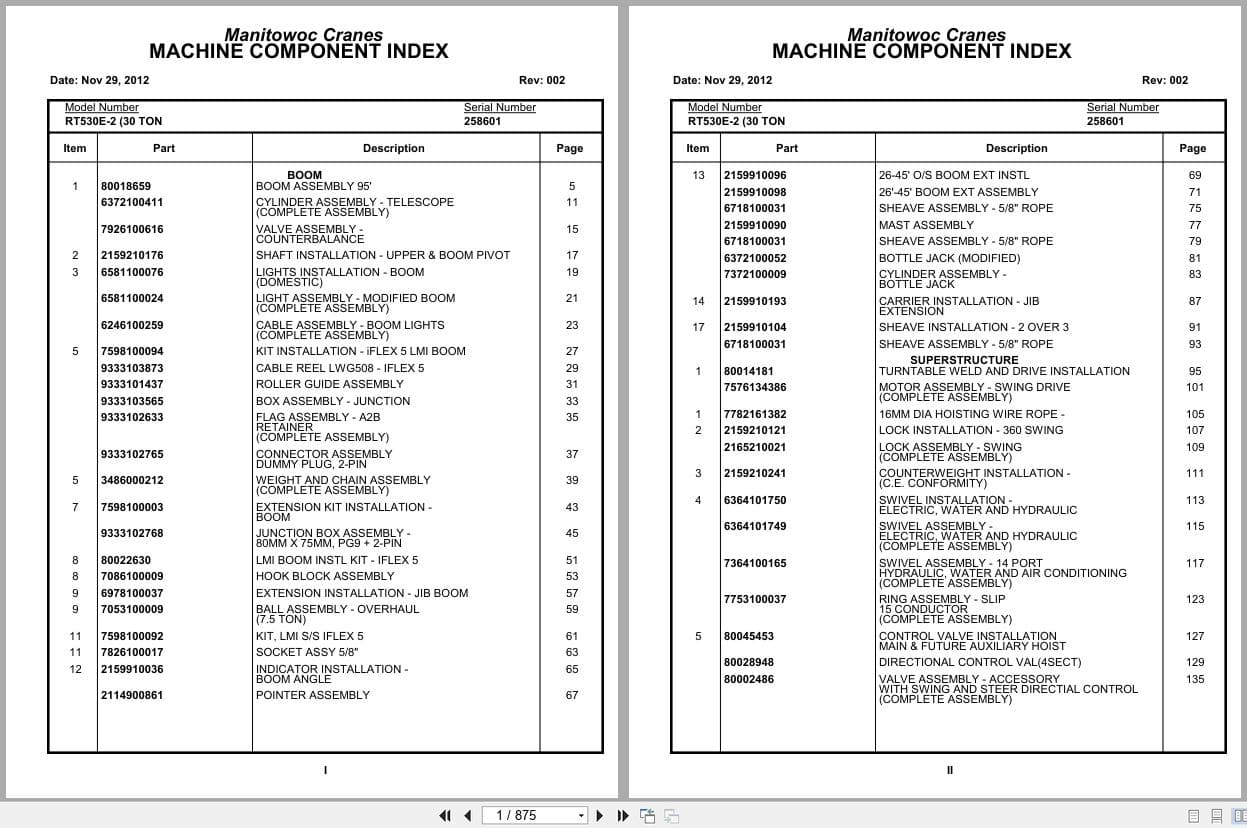 Grove Crane RT530E 2 258601 Parts Manual 2012 (1)
