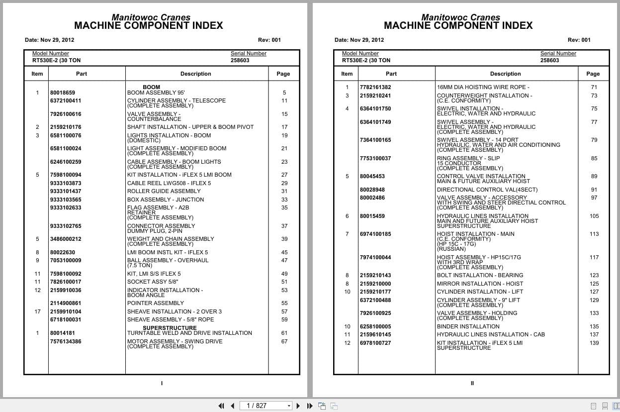 Grove Crane RT530E 2 258603 Parts Manual 2012 (1)