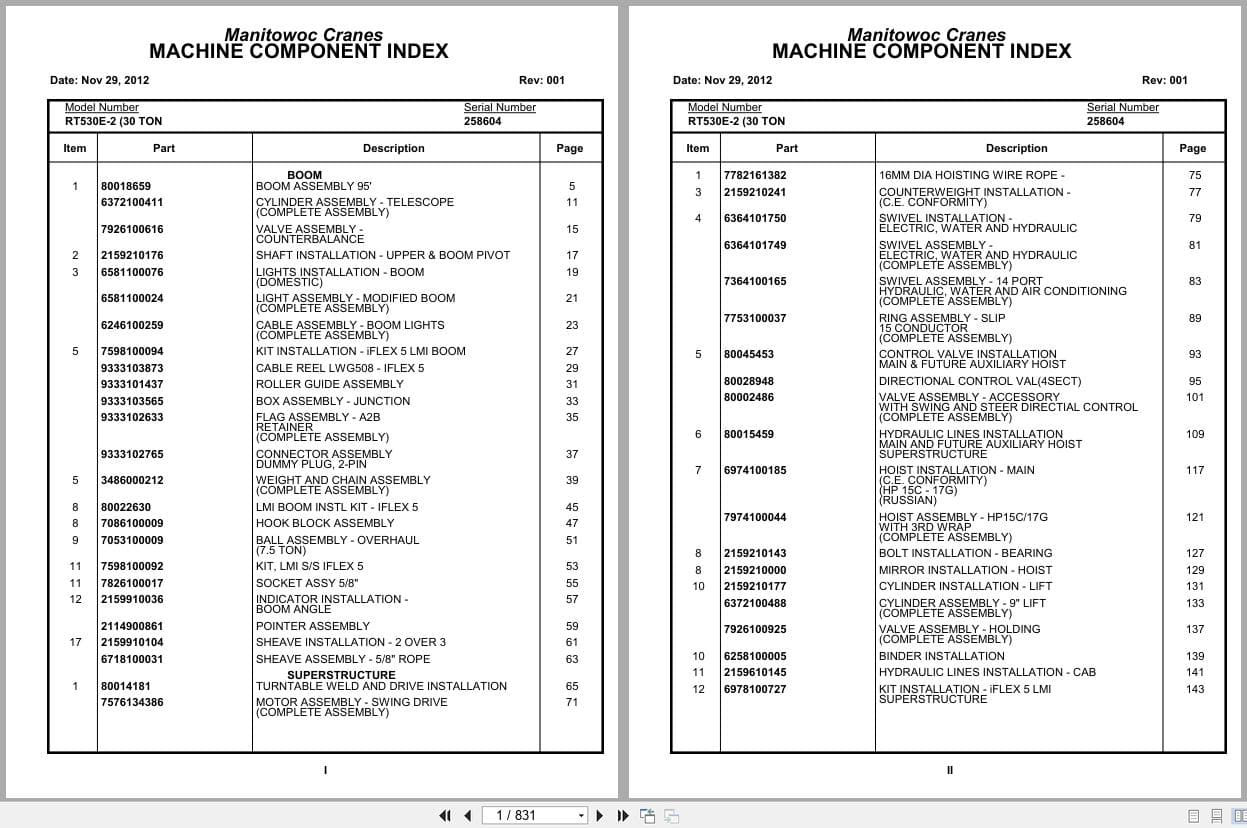 Grove Crane RT530E 2 258604 Parts Manual 2012 (1)