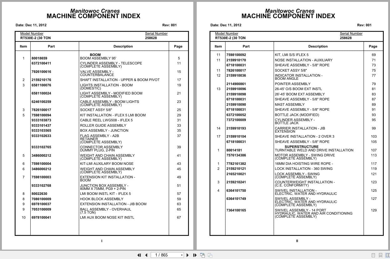 Grove Crane RT530E 2 258628 Parts Manual 2012 (1)
