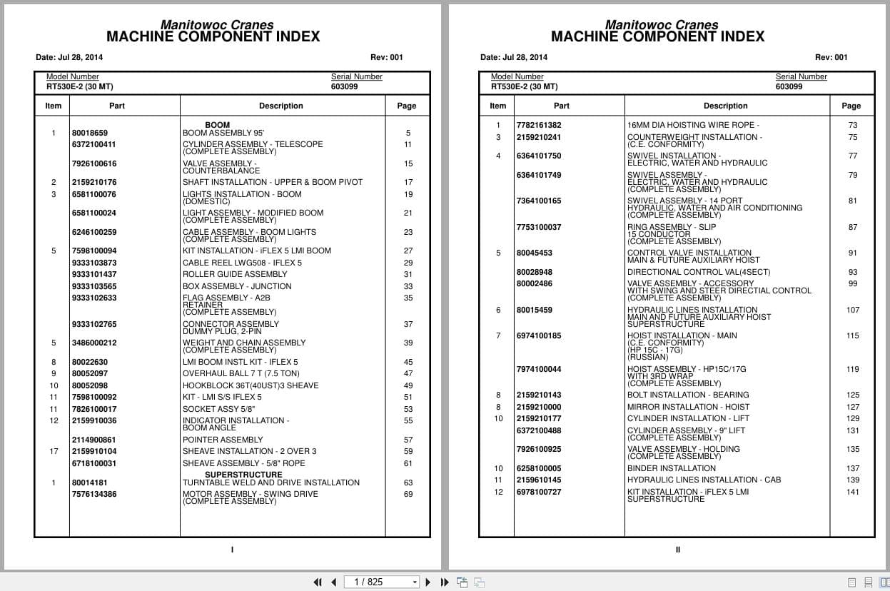 Grove Crane RT530E 2 603099 Parts Manual 2014 (1)