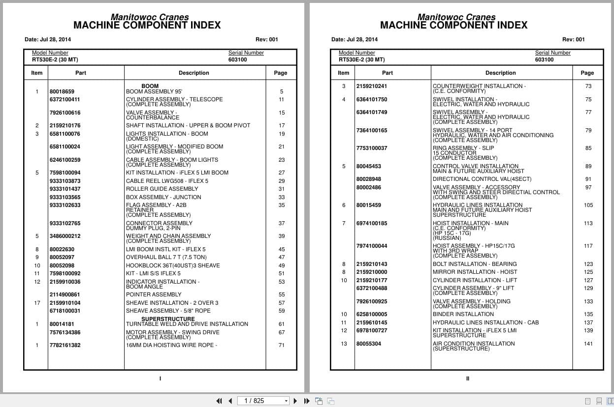 Grove Crane RT530E 2 603100 Parts Manual 2014 (1)