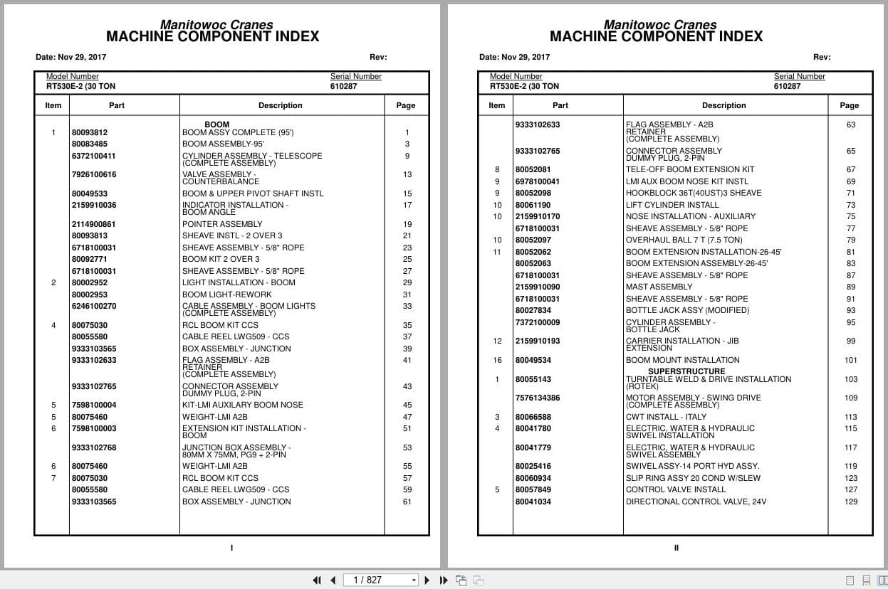 Grove Crane RT530E 2 610287 Parts Manual 2017 (1)