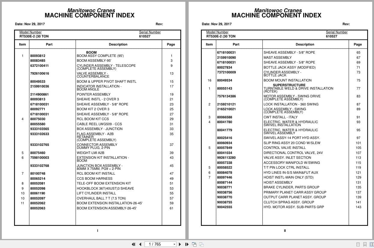 Grove Crane RT530E 2 610527 Parts Manual 2017 (1)