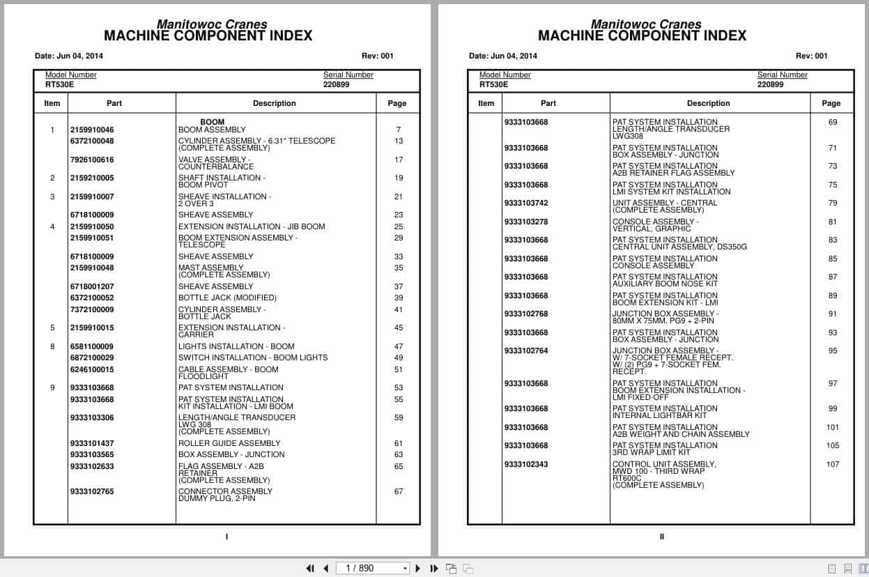 Grove Crane RT530E 220899 Parts Manual 2014 (1)