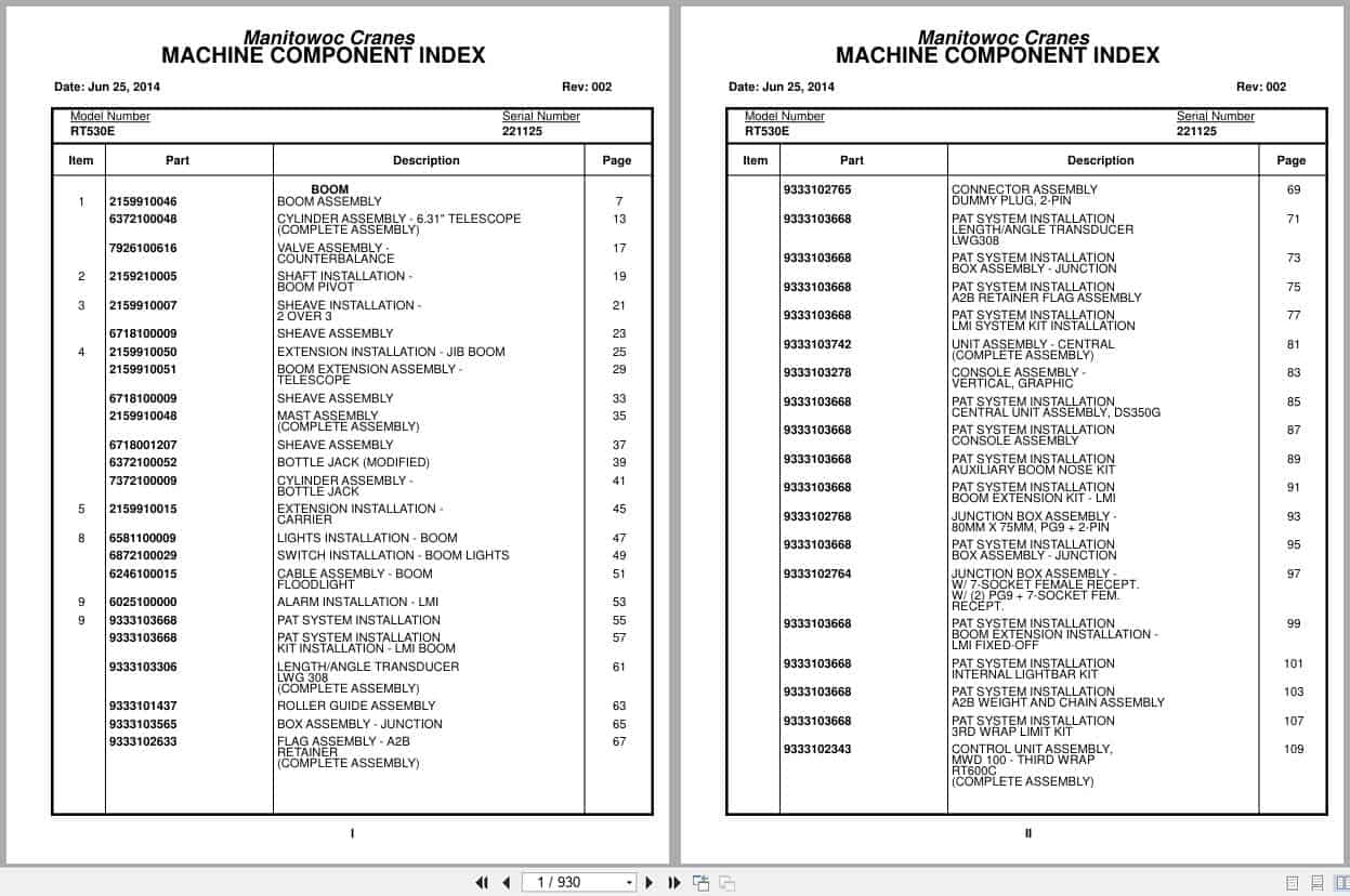 Grove Crane RT530E 221125 Parts Manual 2014 (1)