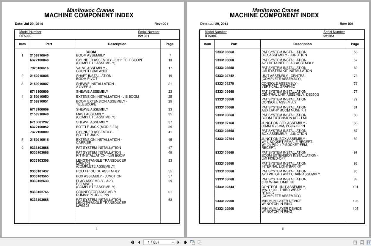 Grove Crane RT530E 221351 Parts Manual 2014 (1)