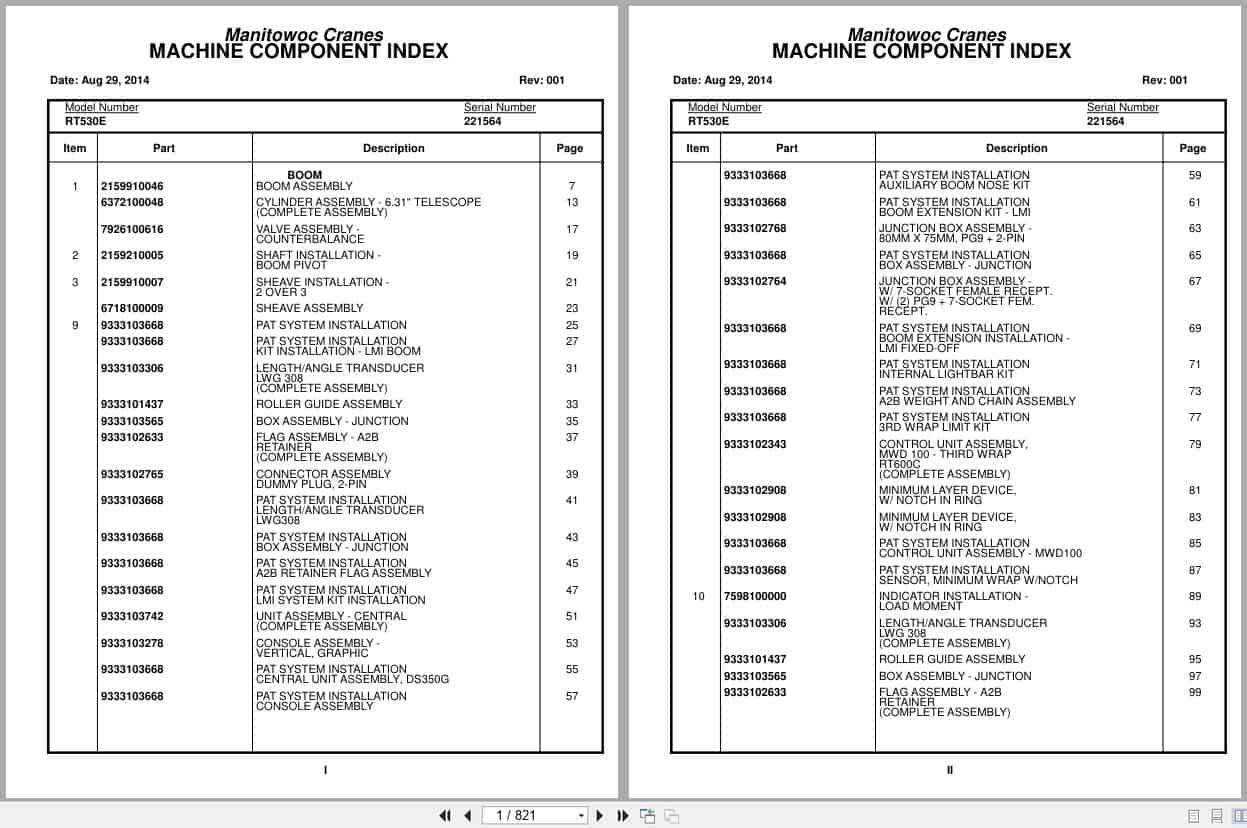 Grove Crane RT530E 221564 Parts Manual 2014 (1)