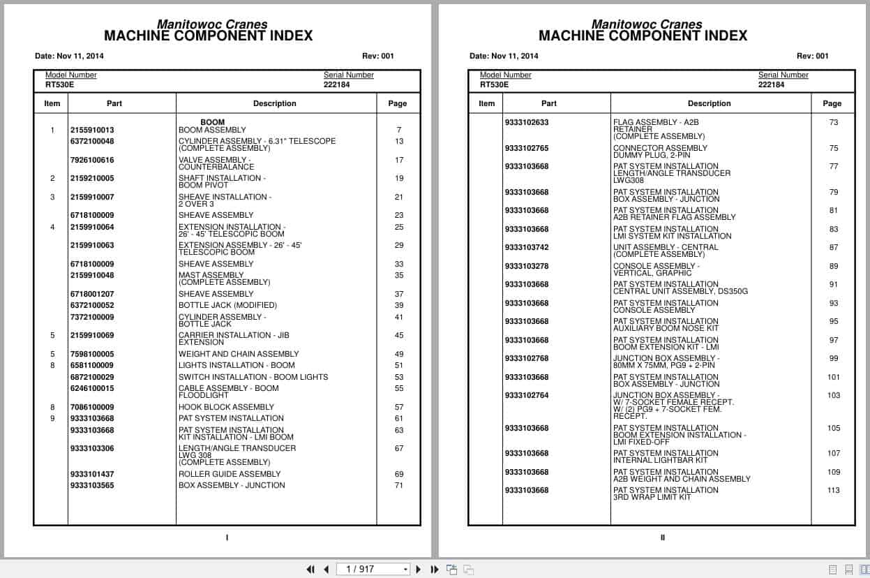 Grove Crane RT530E 222184 Parts Manual 2014 (1)