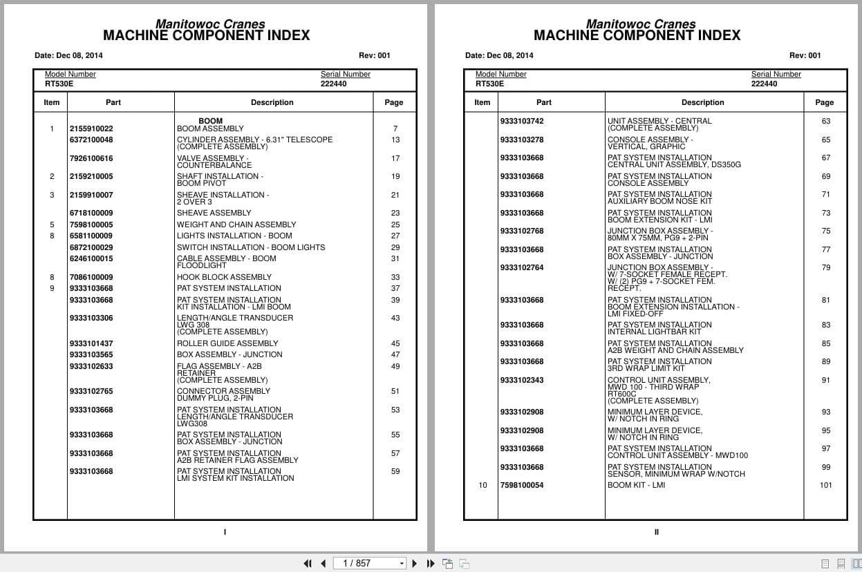 Grove Crane RT530E 222440 Parts Manual 2014 (1)