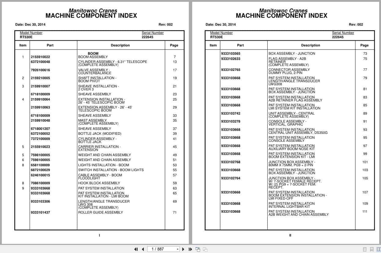 Grove Crane RT530E 222645 Parts Manual 2014 (1)
