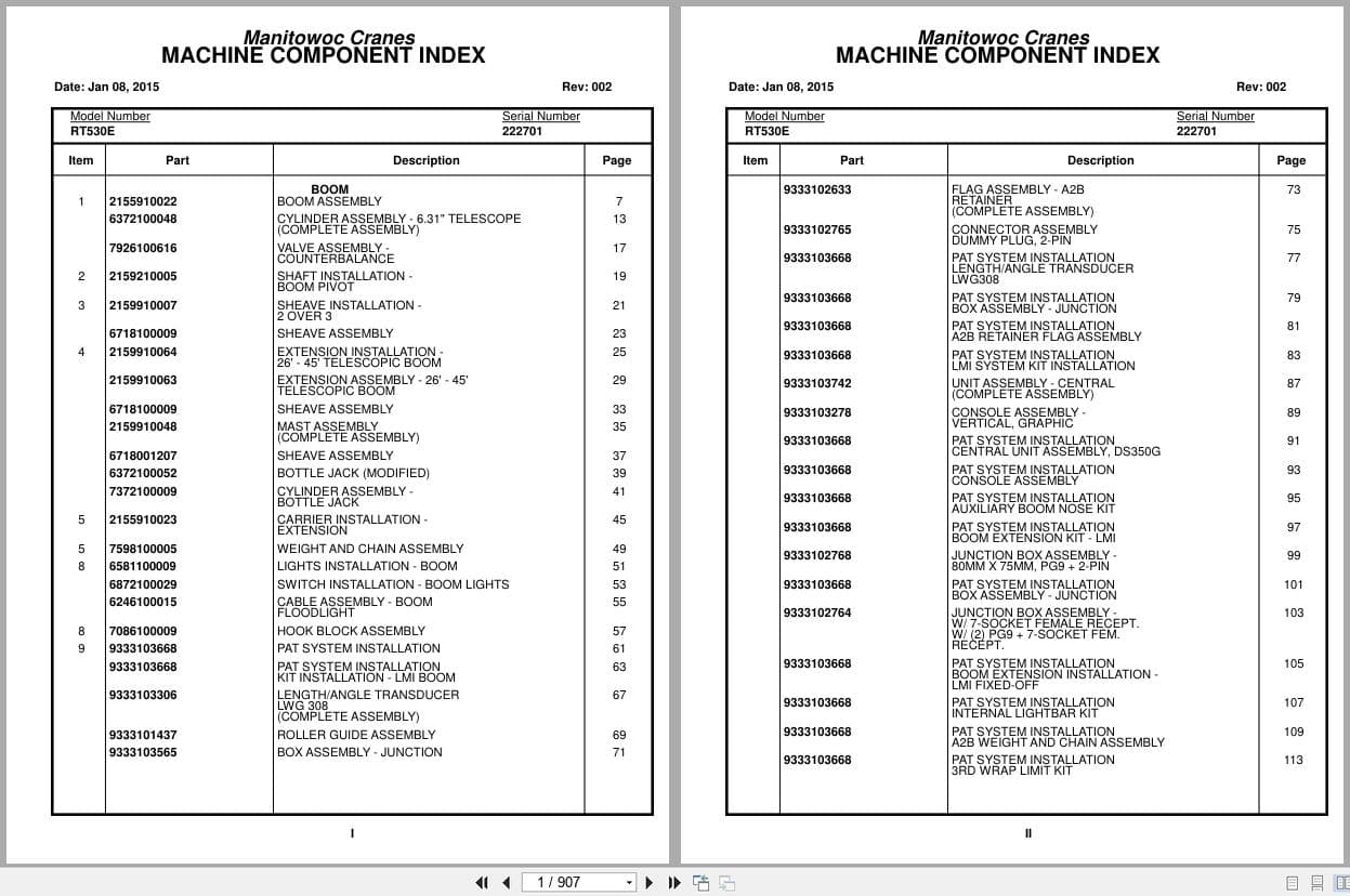 Grove Crane RT530E 222701 Parts Manual 2015 (1)