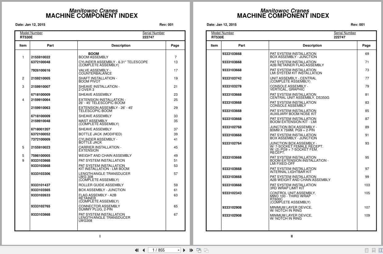 Grove Crane RT530E 222747 Parts Manual 2015 (1)