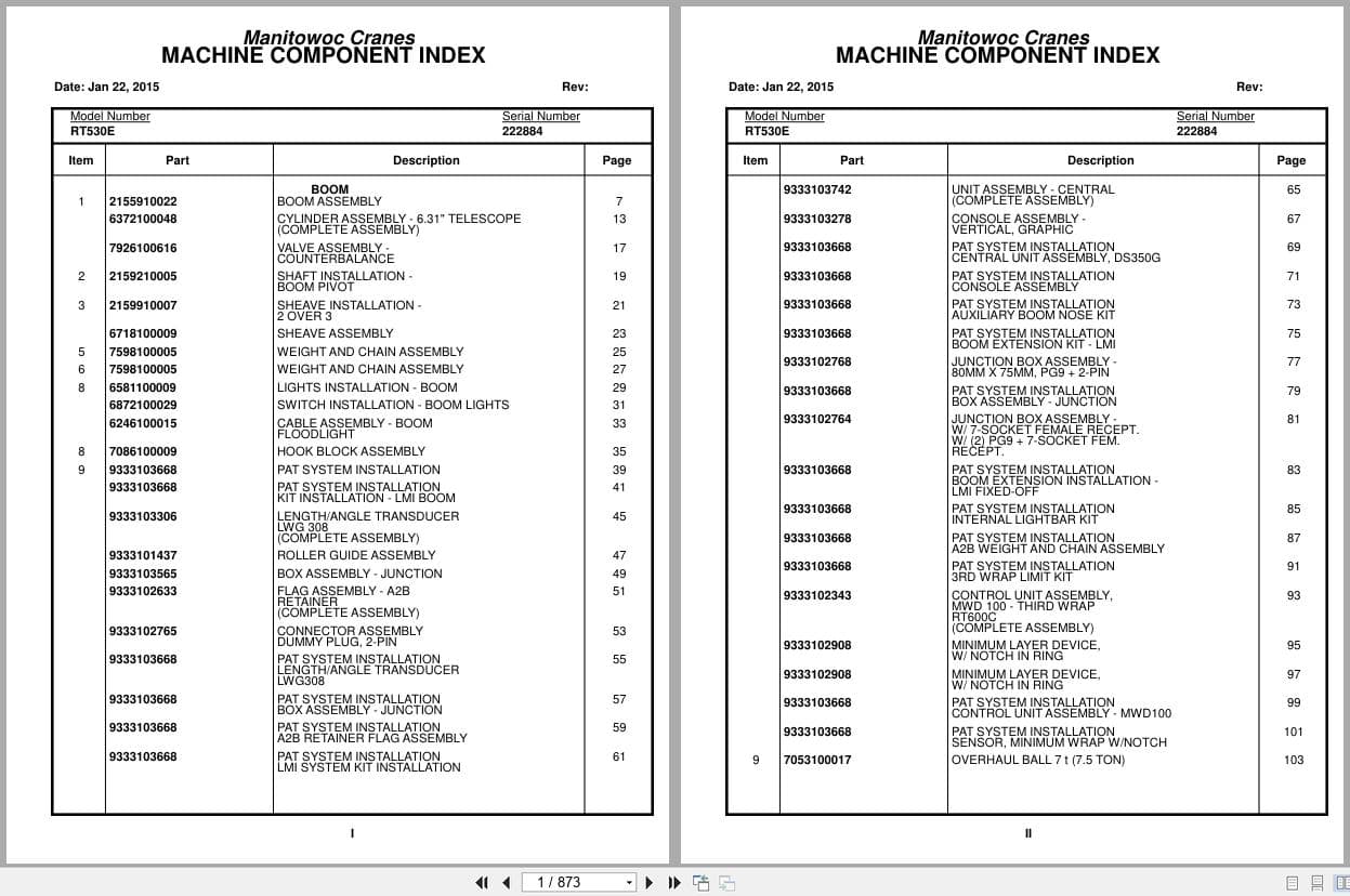 Grove Crane RT530E 222884 Parts Manual 2015 (1)