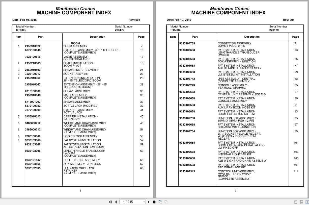 Grove Crane RT530E 223179 Parts Manual 2015 (1)