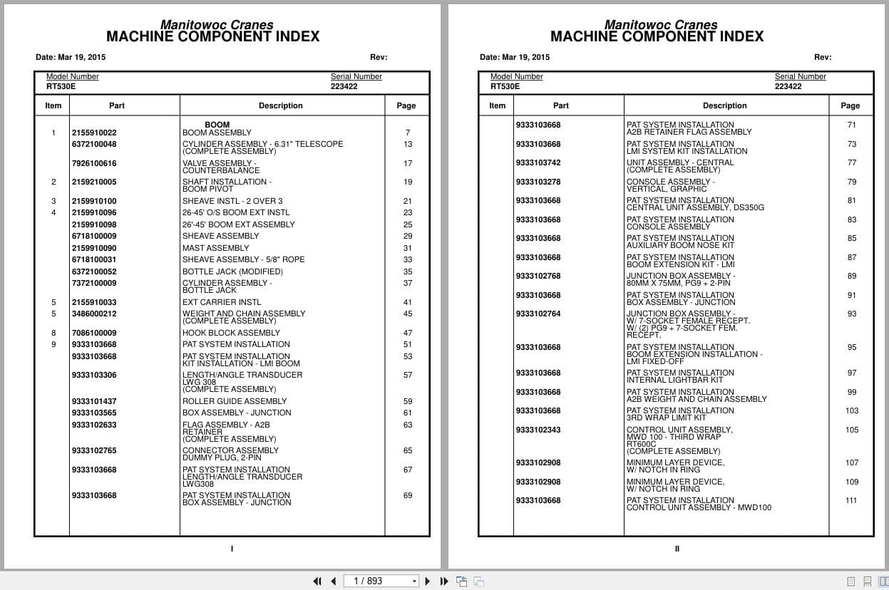 Grove Crane RT530E 223422 Parts Manual 2015 (1)