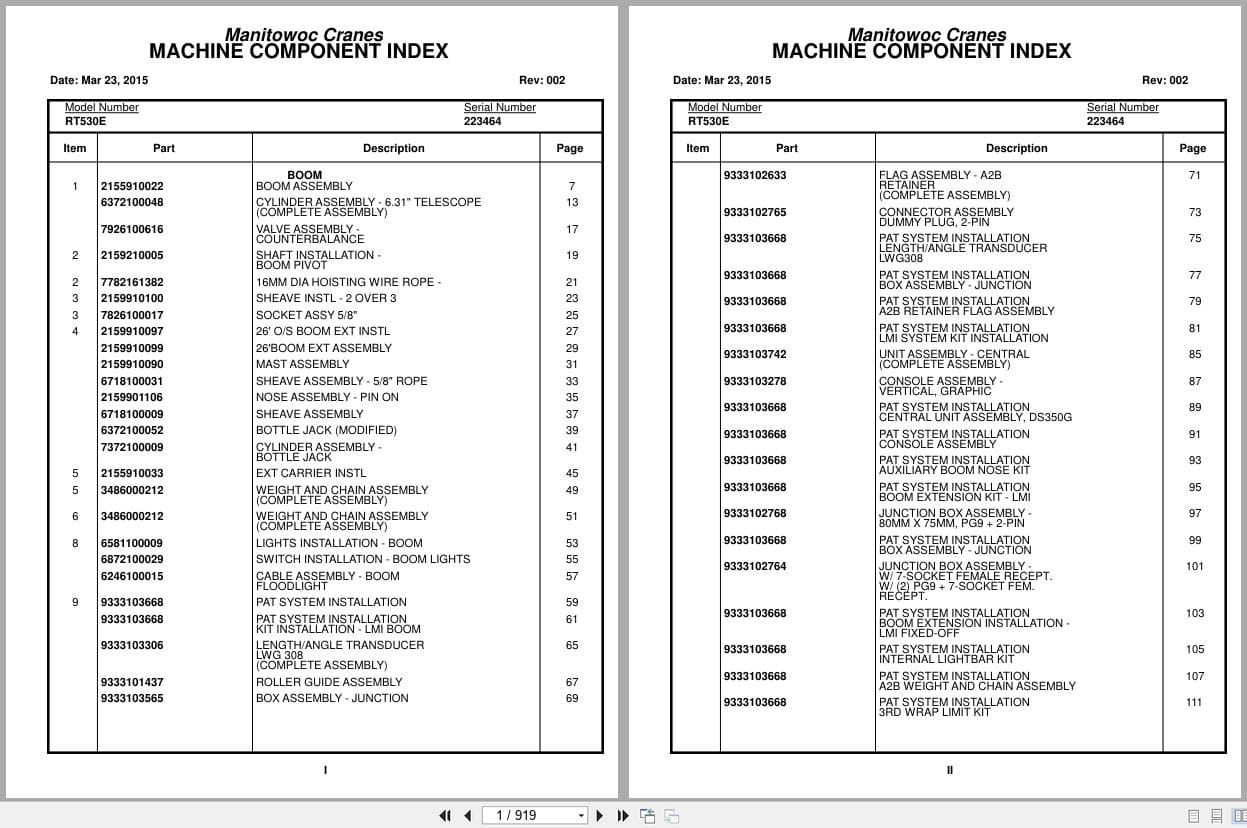 Grove Crane RT530E 223464 Parts Manual 2015 (1)