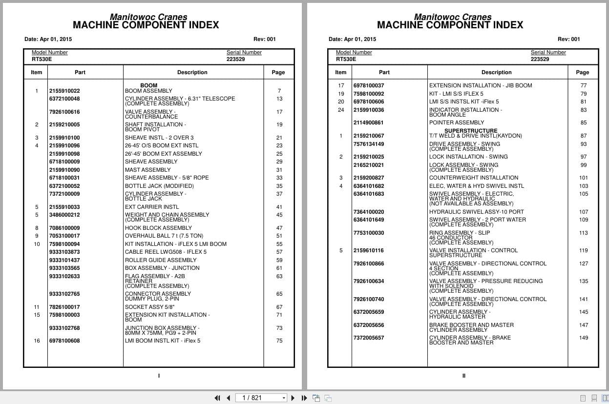 Grove Crane RT530E 223529 Parts Manual 2015 (1)