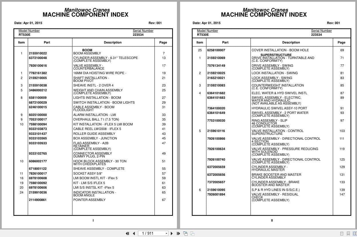 Grove Crane RT530E 223534 Parts Manual 2015 (1)